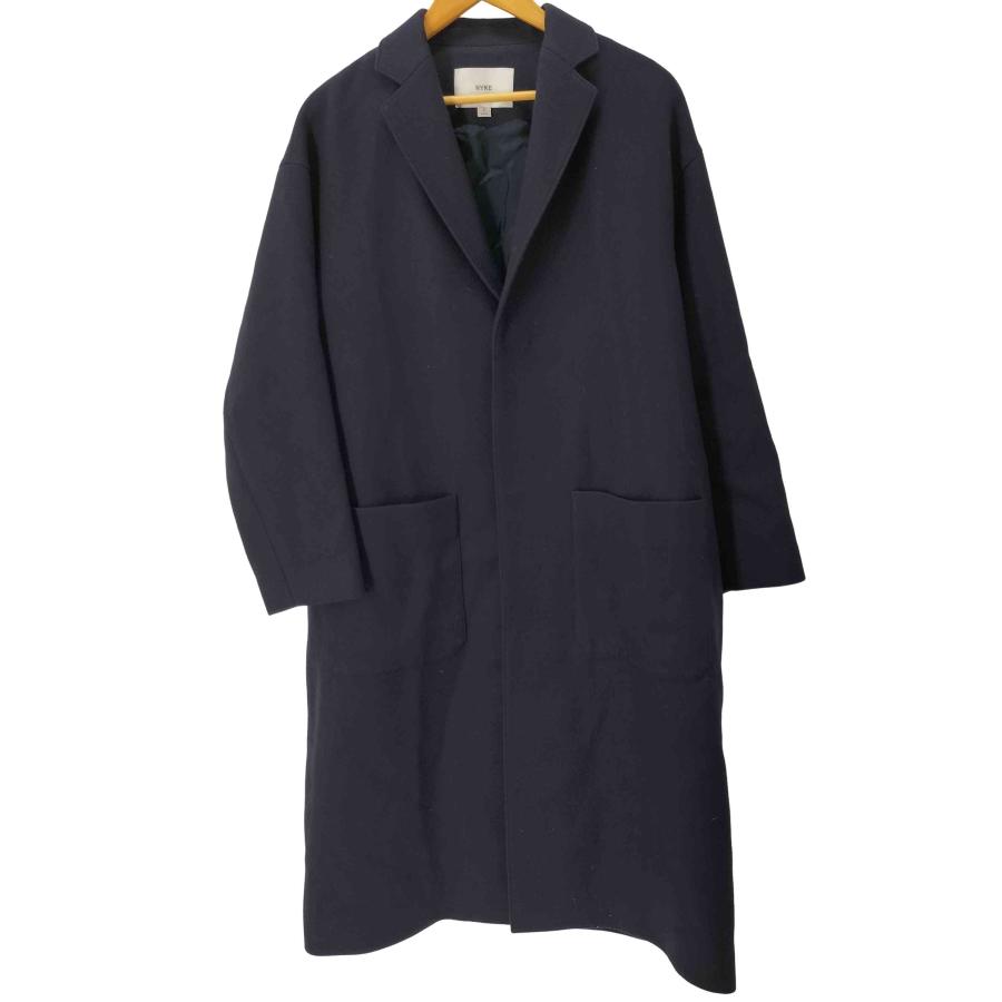 美品 HYKE ウール ショップ コート ネイビー 2 HYKE（ハイク） 【WOOL SHOP COAT】ウールショップコート レディース