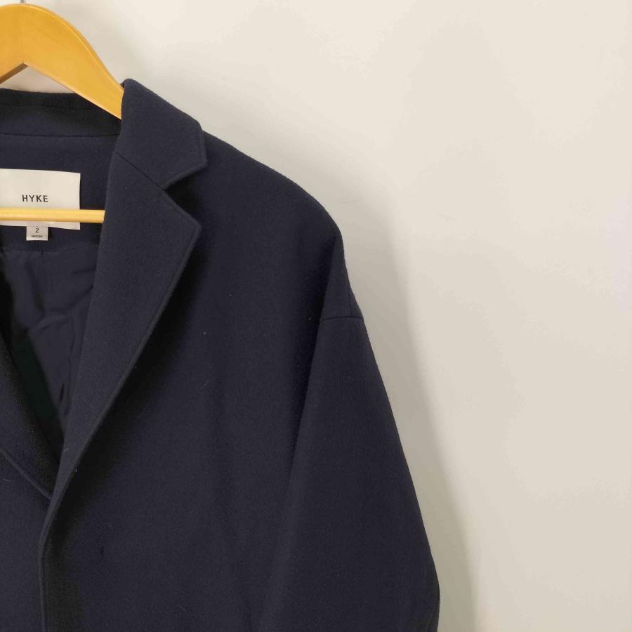 美品 HYKE ウール ショップ コート ネイビー 2 HYKE（ハイク） 【WOOL SHOP COAT】ウールショップコート レディース