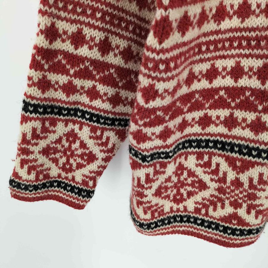 【70s USA製】エルエルビーン☆カーディガン　ノルディック柄　メタルボタンM L.L.Bean ノルディック柄 ニットカーディガン メタルボタン ウール 緑