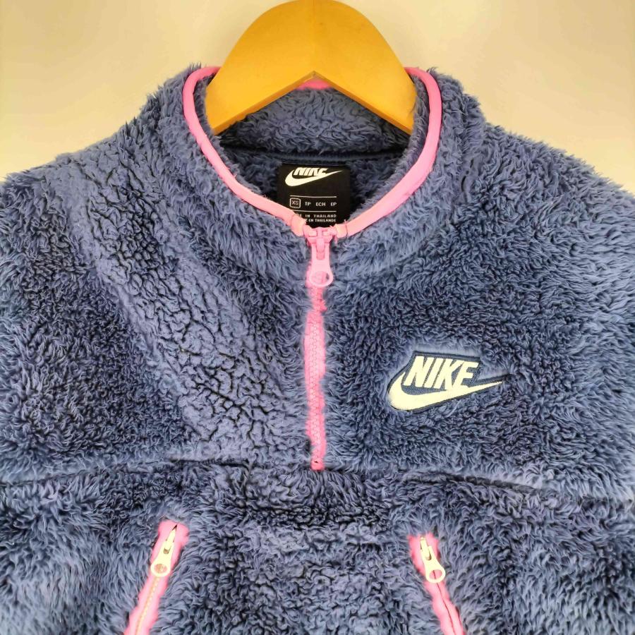 希少ロゴ☆90s ナイキ ２連 刺繍ロゴ ハーフジップ スウェット 短丈 XL 入手困難‼︎】NIKE 90s ロゴ刺繍 ハーフジップ ネイビー スウェット