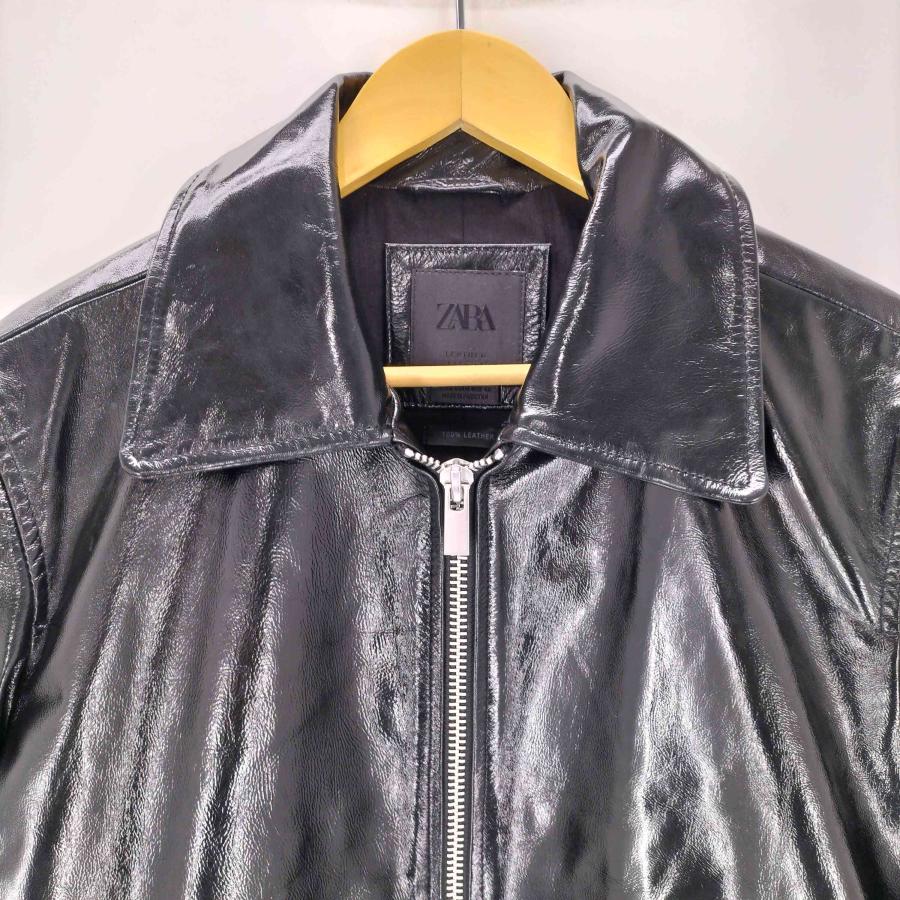 ZARA（ザラ） SHINY FINISH LEATHER JACKET シャイニー フィニッシュ