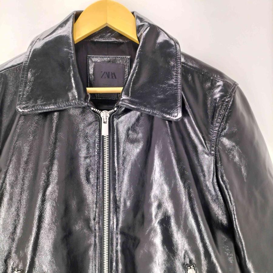 ZARA（ザラ） SHINY FINISH LEATHER JACKET シャイニー フィニッシュ