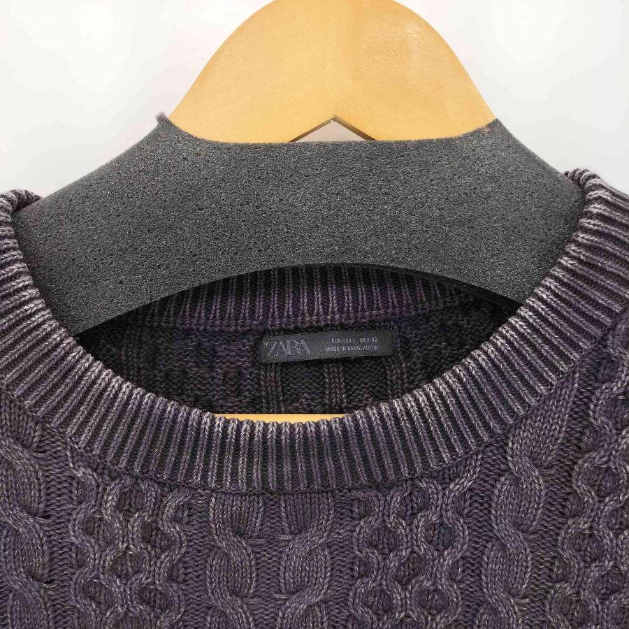 ZARA（ザラ） ウォッシュド ケーブル ニットセーター メンズ import：L