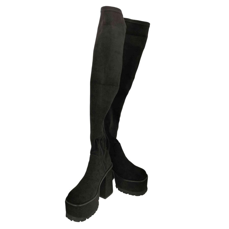 【新品未使用】EMODA スクエアフィットロングブーツ エモダ EMODA スクエアフィットロングブーツ （ブラック