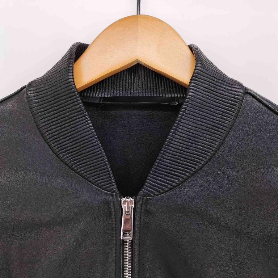 セオリー Theory 総柄 レザーボンバージャケット 本革 ネイビー ブラック theory（セオリー） トルコ製 レザー ボンバー ジャケット メンズ JPN