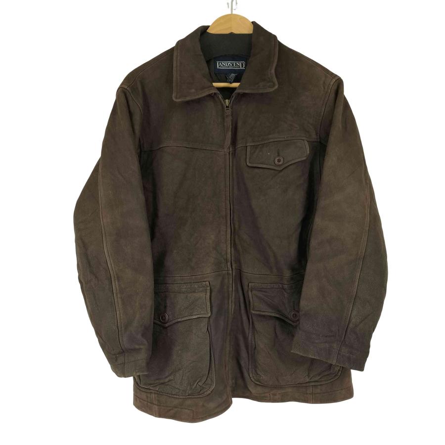 ランズエンド 90s 襟レザー カバーオールハンティングジャケットカーキ4923 ランズエンド（LANDS' END） LANDS END(ランズエンド) 90-00S レザー