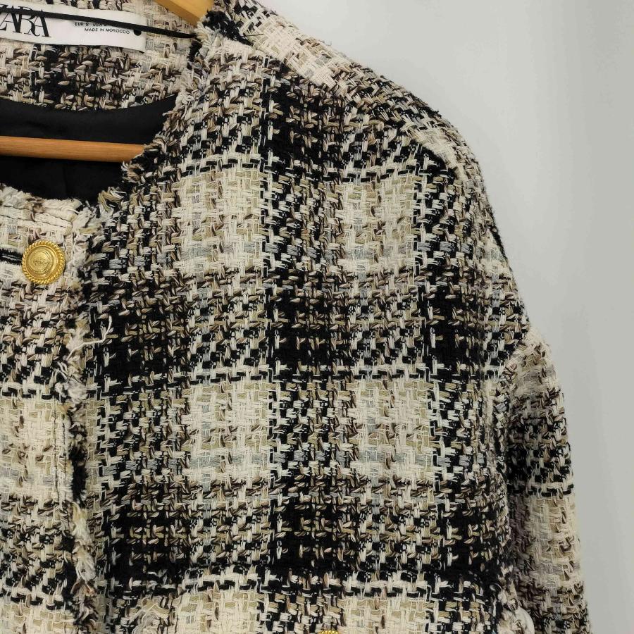 ZARA（ザラ） 金ボタン テクスチャーチェック ミックスツイード