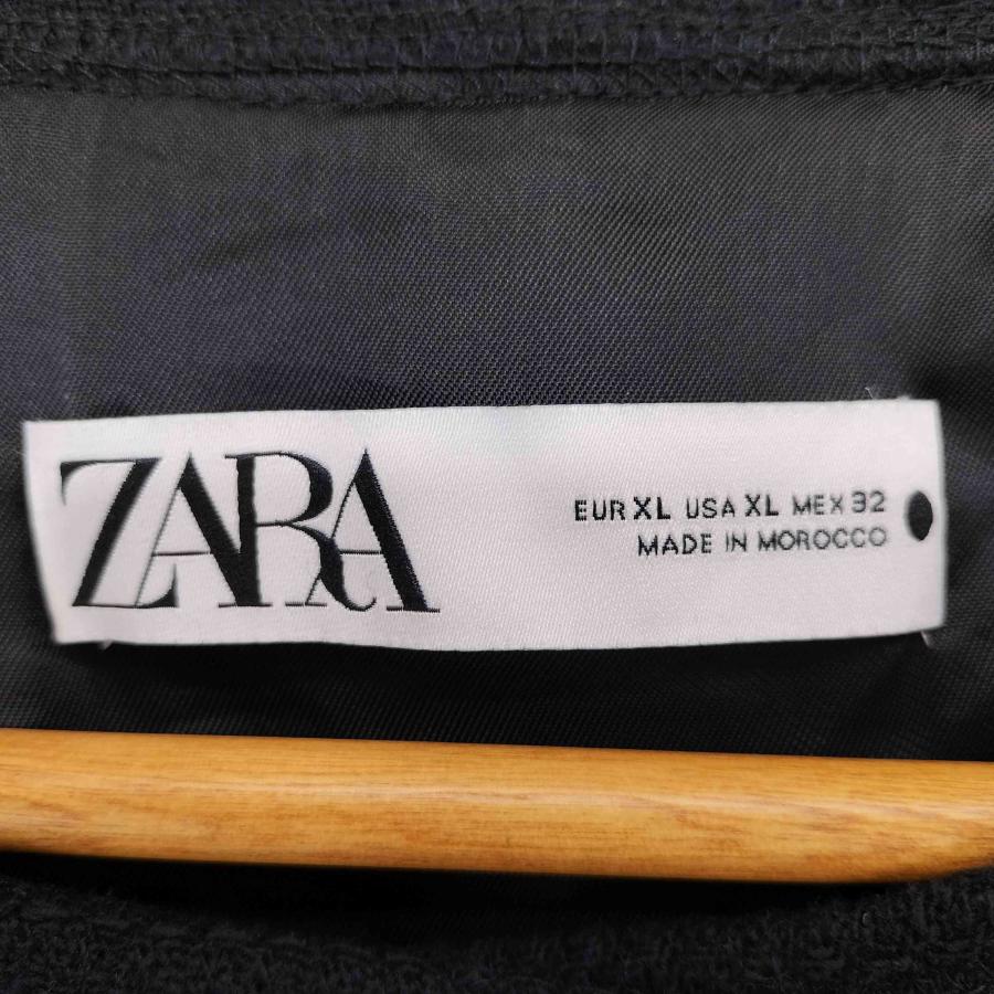 ZARA（ザラ） メタルボタン ノーカラー ツイードジャケット レディース