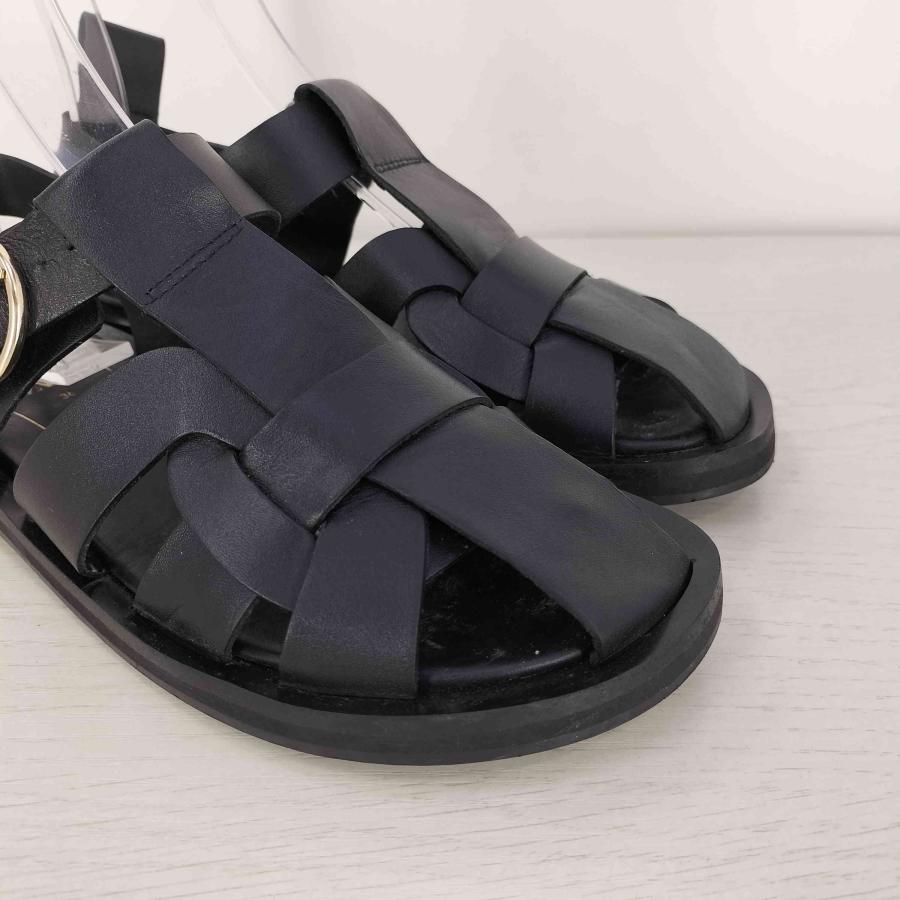 【新品未使用タグ付】 ZARA (ザラ) グルカサンダル フラット ブラック ZARA（ザラ） FLAT LEATHER CAGE SANDALS グルカ サンダル レディース