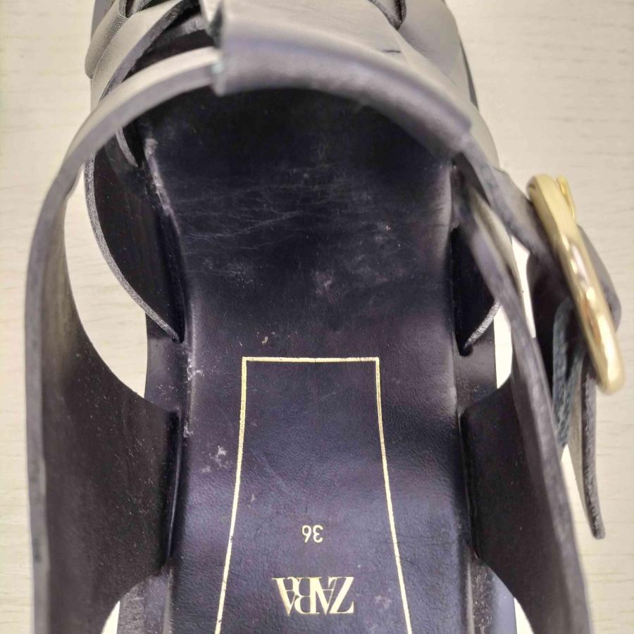 【新品未使用タグ付】 ZARA (ザラ) グルカサンダル フラット ブラック ZARA（ザラ） FLAT LEATHER CAGE SANDALS グルカ サンダル レディース