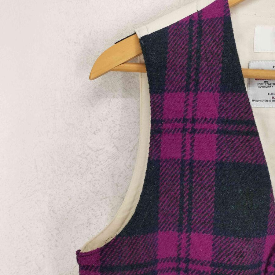 Harris Tweed(ハリスツイード) くるみボタン チェック柄 ベスト メンズ 