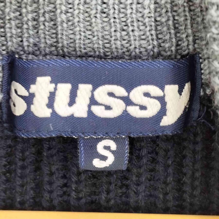 STUSSY（ステューシー） 90S 紺タグ SSリンクロゴ 畦編み ハーフジップ