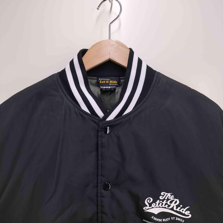 let it ride✕champion スタジャン L 紺 バックプリント LET IT RIDE（レットイットライド） プリントスタジャン メンズ L 中古