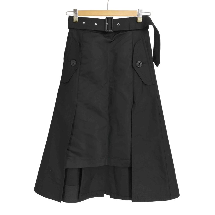 sacai サカイ ロング・マキシ丈スカート 0(XS位) 黒x白(花柄) 【古着
