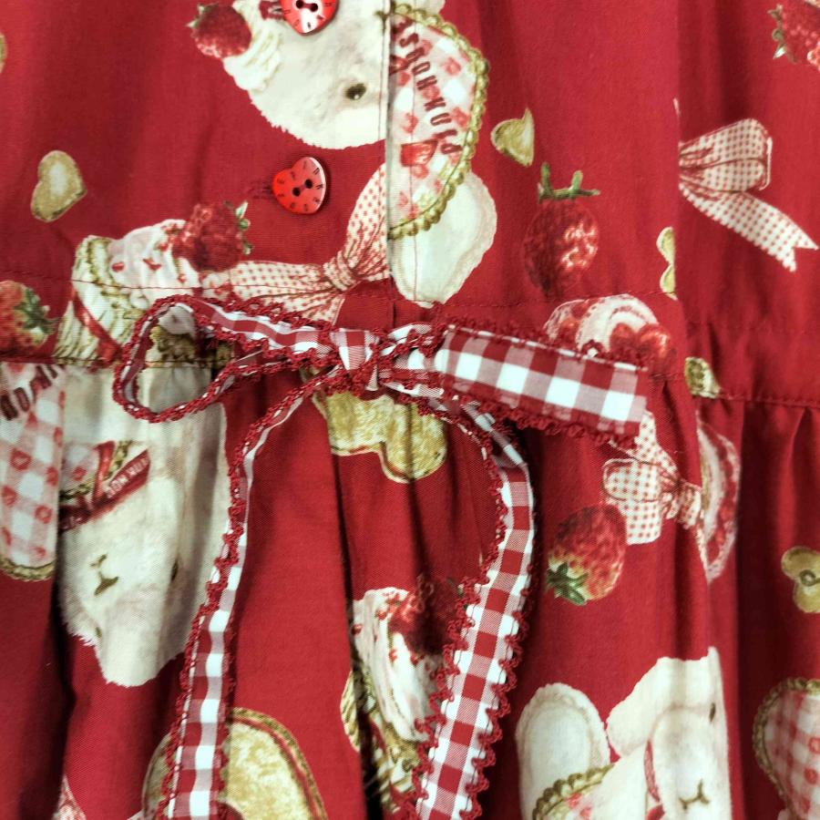 極美品 ピンクハウス misako aoki 耳付きパーカー ロゴリボン フリル PINK HOUSE（ピンクハウス） misako aoki sweets lop ear bunnyミ 中古