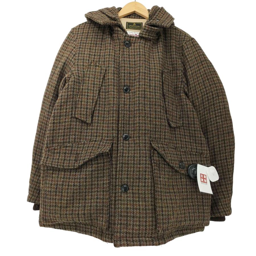 の*ぶ様 San Pellegrino×Harris Tweed ハリスツイード HARRIS TWEED（ハリスツイード） 千鳥格子 ツイード フーデッド ダウン