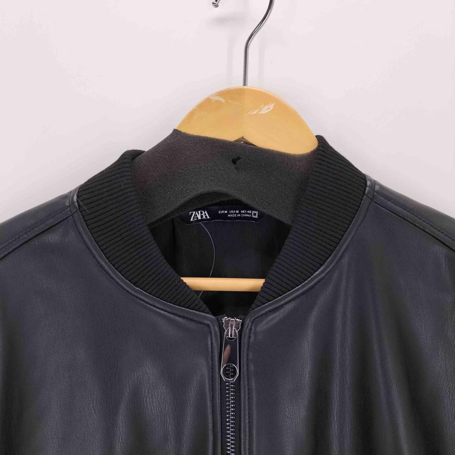 【極美品】ザラ　フェイクレザー　ブルゾン　ジャケット　ブラック　ジップアップ ZARA（ザラ） フェイクレザー ジップアップ ジャケット メンズ import