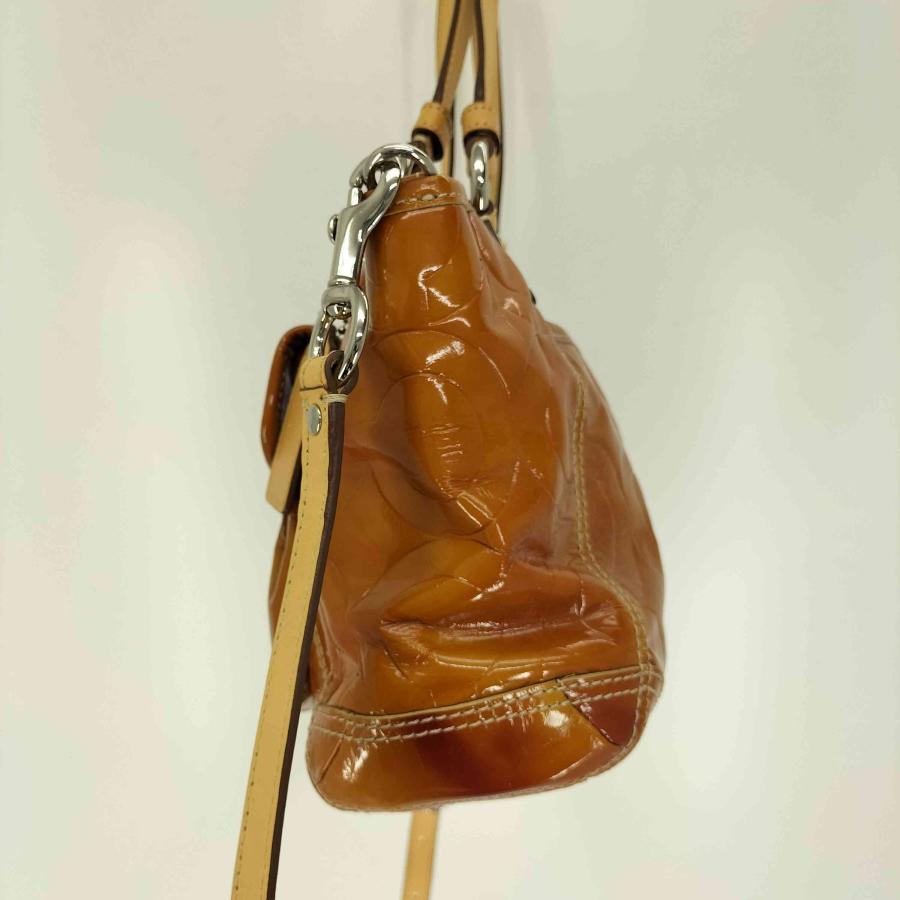 コーチ ショルダーバッグ ハンドバッグ 2EAY ロゴ  エナメル 茶 COACH（コーチ） 2WAY エナメル ハンドバッグ ショルダーバッグ