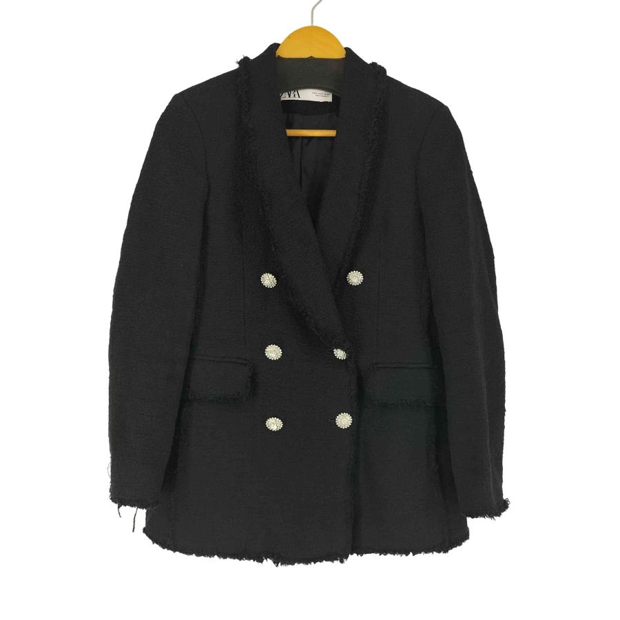 ZARA（ザラ） ビジューボタン ツイード ダブルテーラードジャケット