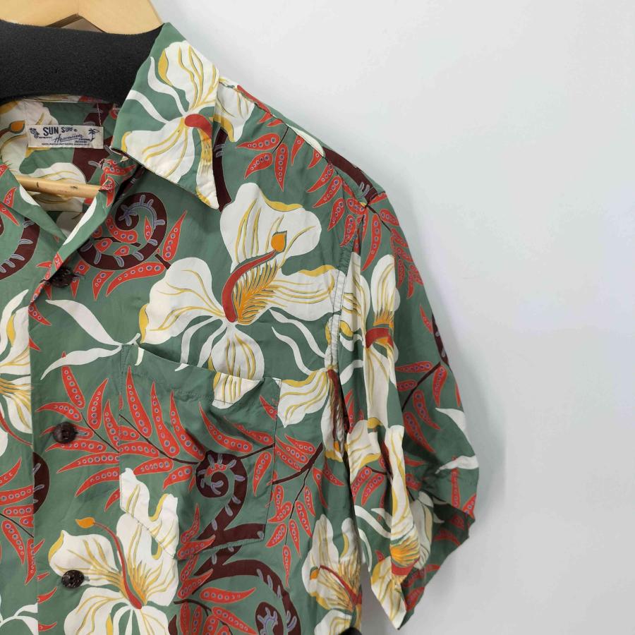 SUN SURF SURF(サンサーフ) 総柄 レーヨン アロハシャツ ハイビスカス