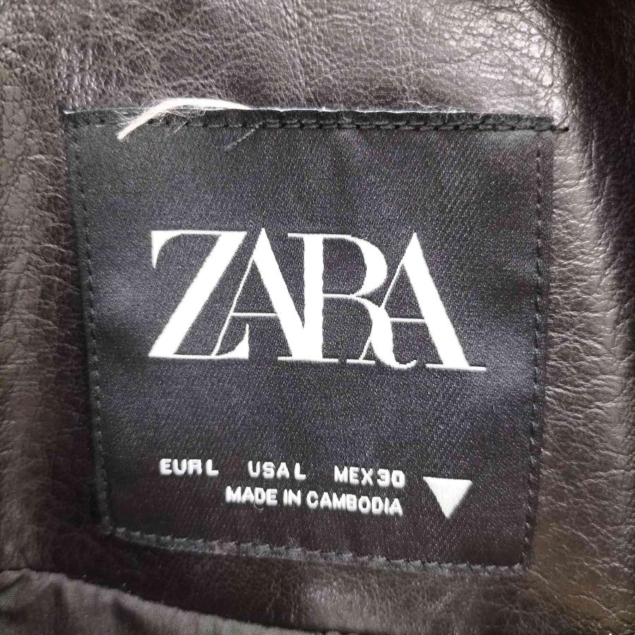 ZARA 本革 ボンバージャケット ブルゾン 革ジャン 美品 ZARA］フェイクレザーボンバージャケット (ZARA/レザージャケット