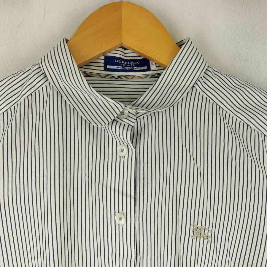新品タグ付きバーバリーロンドン Burberry 　シャツワンピース ブルー BURBERRY BLUE LABEL（バーバリーブルーレーベル） 切替え ストライプ
