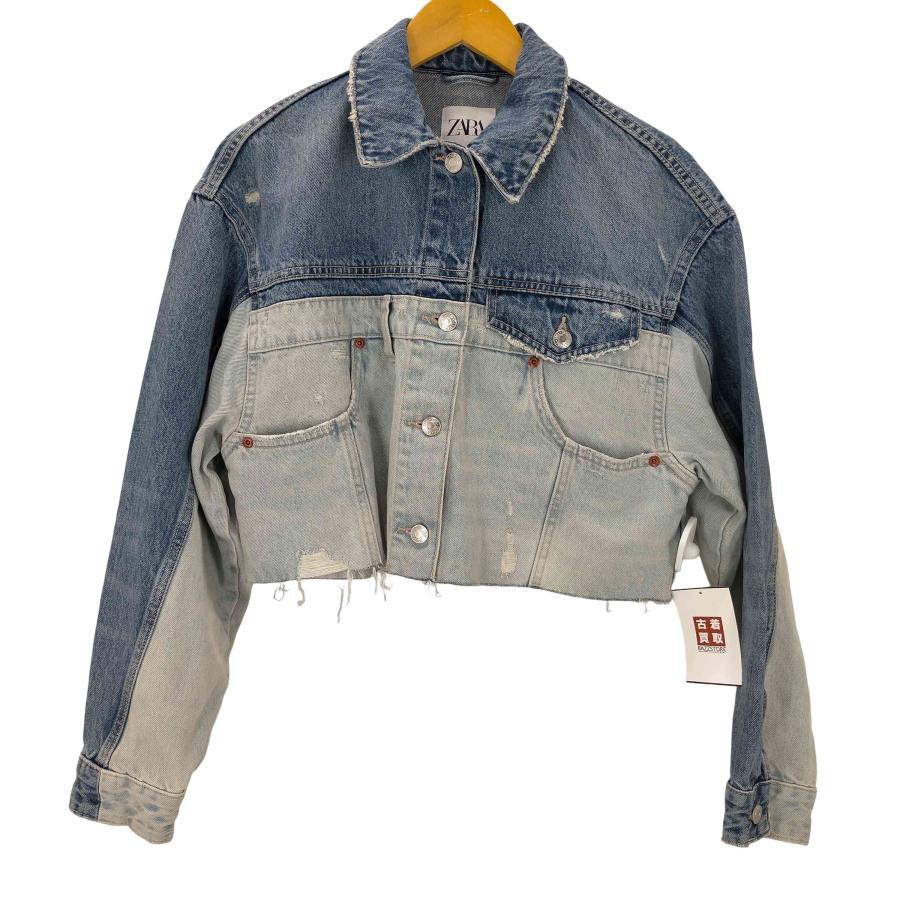 ZARA デニムジャケット クロップド丈 パッチワーク ZARA ザラ フード 