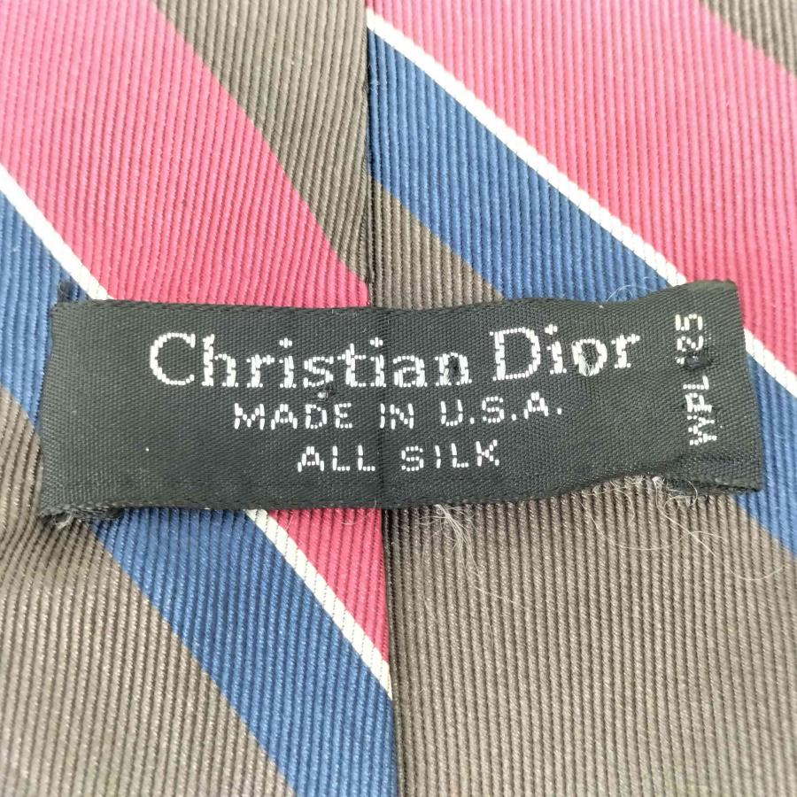 Christian Diorネクタイ レアカラー パープルブルーチェック柄スーツ Christian Dior（クリスチャン・ディオール） USA製 シルク ストライプ