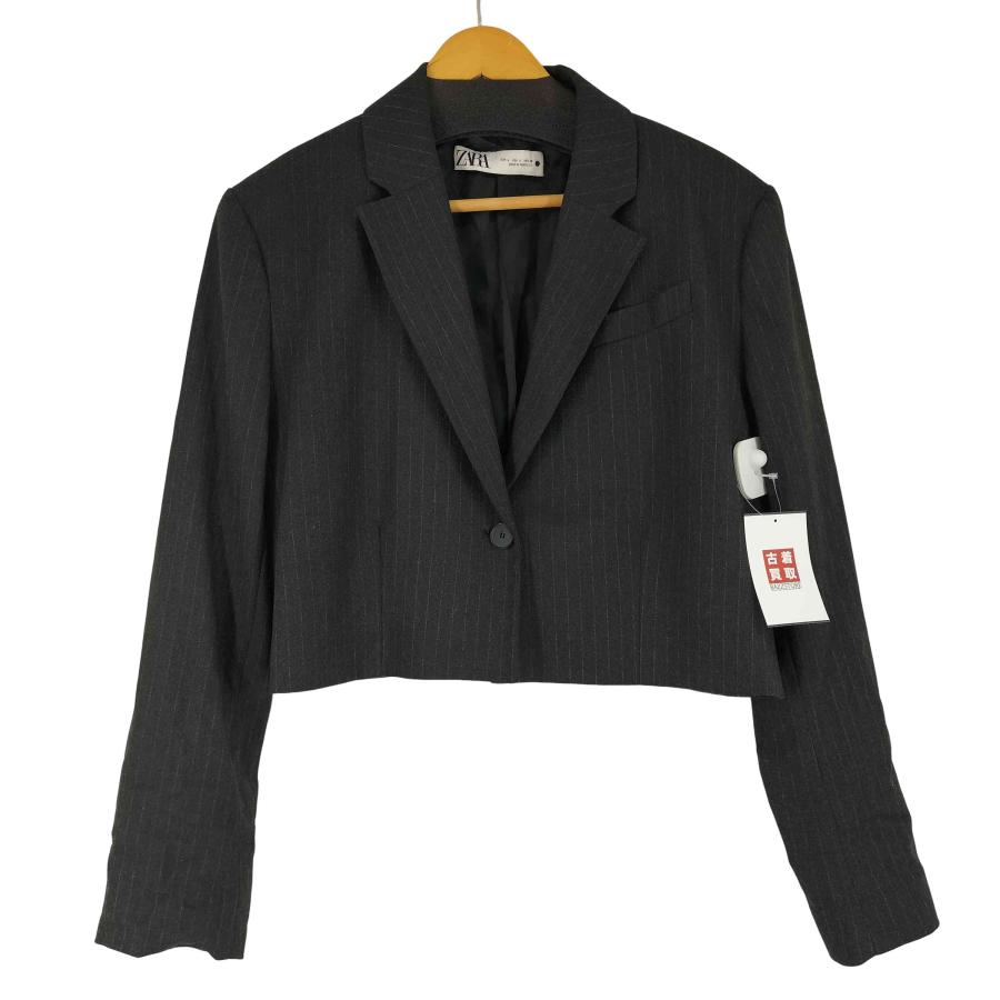 ZARA（ザラ） クロップド ストライプ テーラードジャケット レディース