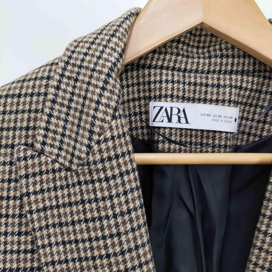 スーツ ZARA ザラ 格子柄ウィンドウペンセットアップシングルスーツ白