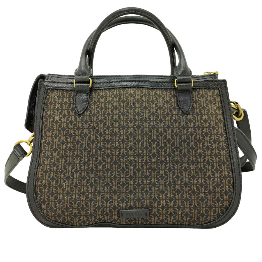 未使用級✨FOSSIL フォッシル 2WAY ハンドバッグ ブラック　レザー FOSSIL（フォッシル） 2way モノグラム ショルダー ハンドバッグ