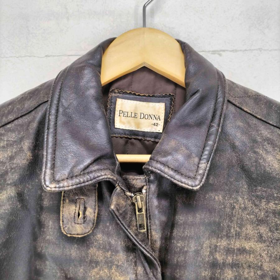 【KRIZIA PELLE】レザージャケット42 PELLE DONNA(フルギ) lamb leather 山羊革 比翼ジップレザージャケット
