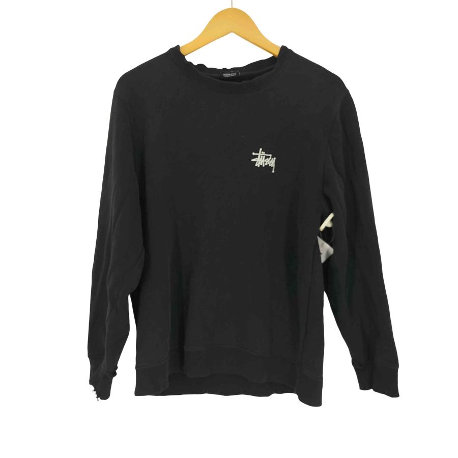STUSSY ショーンフォント 刺繍ロゴ スウェットトレーナー ブラック M STUSSY（ステューシー） Shawn Font Crew neck sweatshirt ショーン