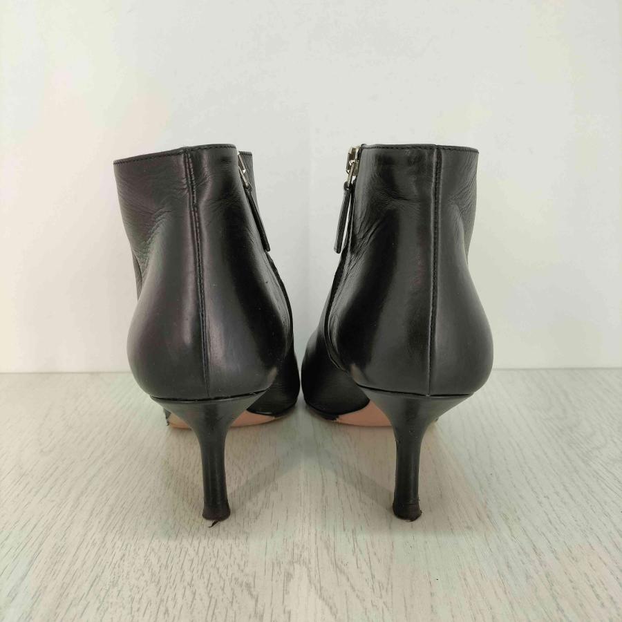 PRADA ショートブーツ レザー サイドジップ ヒール ブラック 38 PRADA（プラダ） ヒール ショートブーツ サイドジップ vibram裏張り