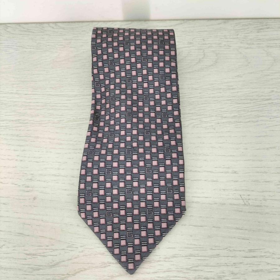 美品　GUCCI　グッチ　ネクタイ　GG柄　ブラック×ピンク　総柄 GUCCI（グッチ） 総柄 シルクネクタイ メンズ 表記無 中古 古着 1222
