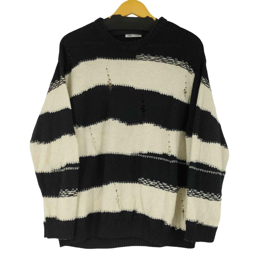 〔zara〕ボーダーニット ZARA（ザラ） ダメージ加工 ボーダーニット レディース import：M 中古