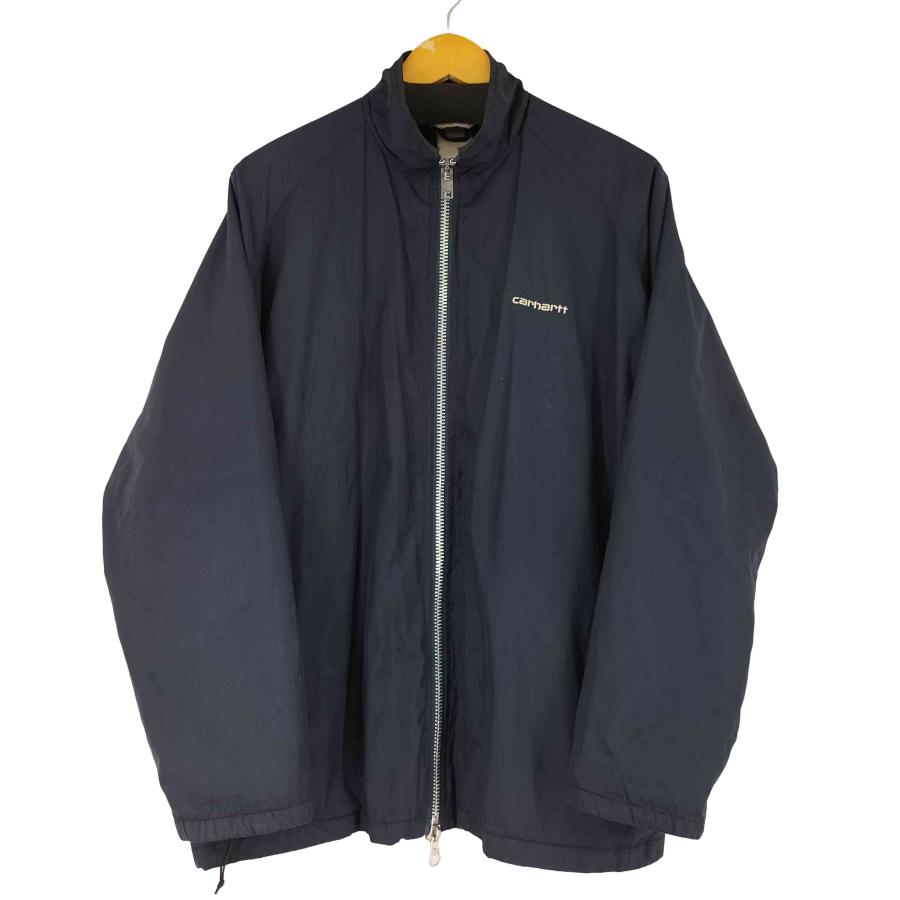 カーハート　ジップアップジャケット　刺繍ロゴ　黒　ブラック　インナーフリース　L Carhartt（カーハート） ロゴ刺繍 裏地フリース ジップアップ ナイロン