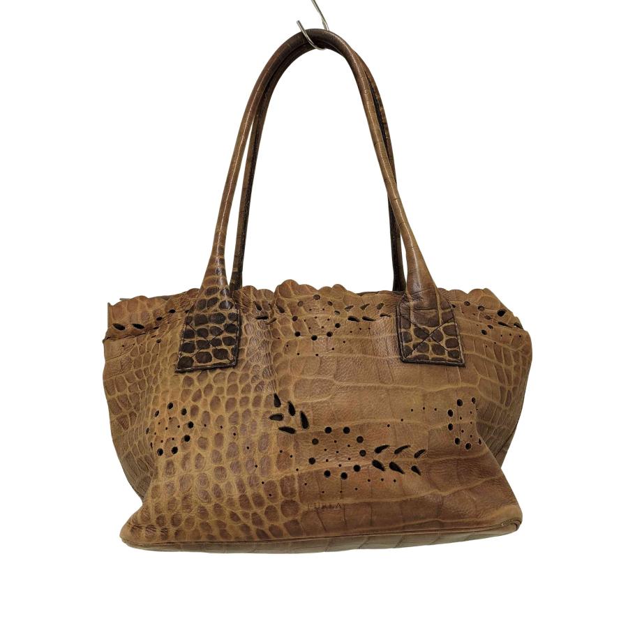 FURLA（フルラ） クロコダイル型押し スカラップトートバッグ