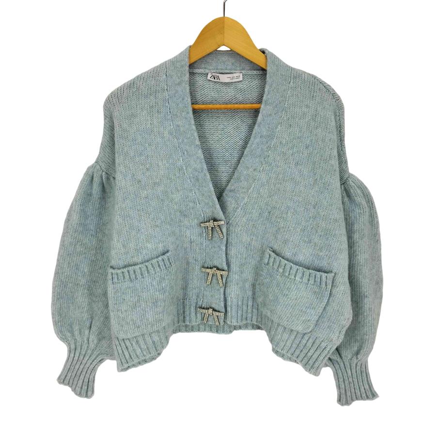 ZARA（ザラ） ラインストーンリボンニットカーディガン レディース