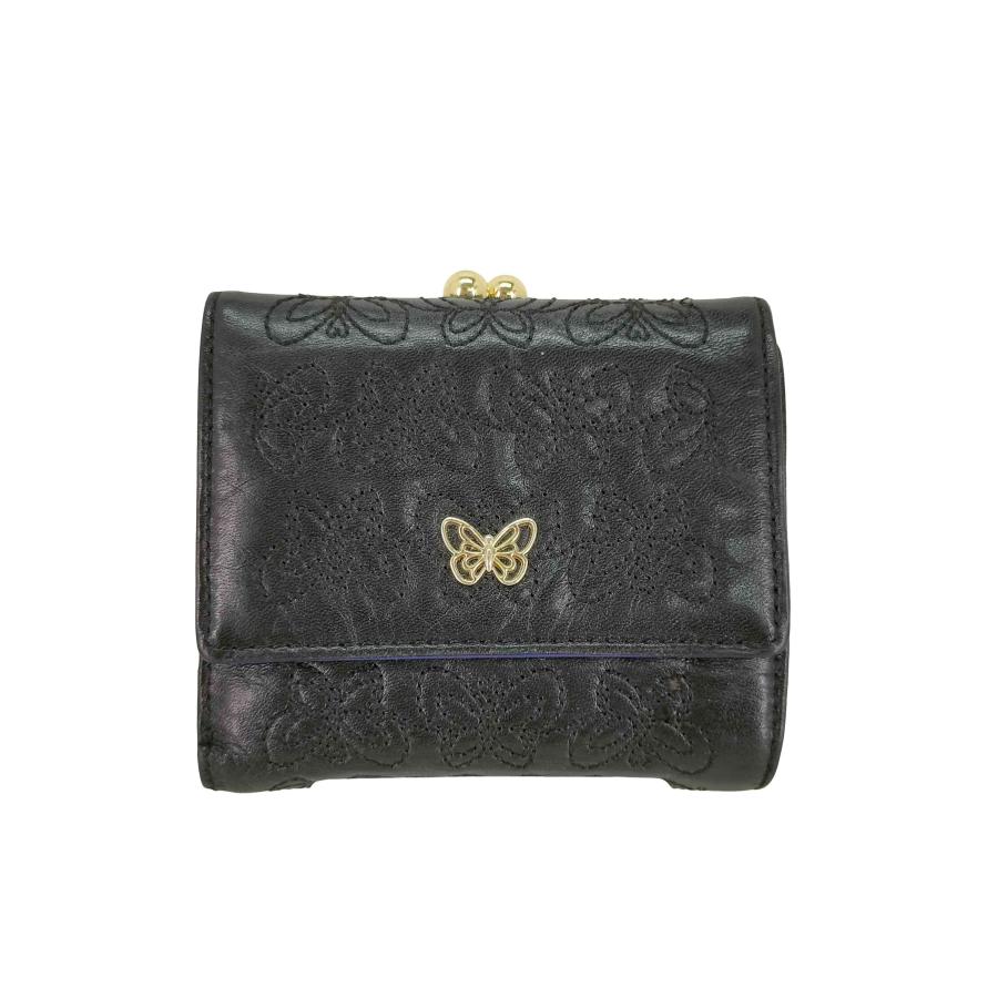 【美品】ANNA SUI バタフライ　レザー　がま口　二つ折り財布 ANNA SUI（アナスイ） エターナル バタフライ がま口二つ折り財布