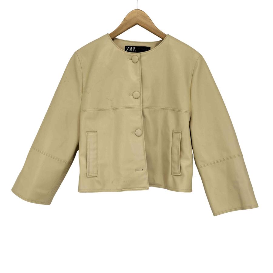 ZARA ザラ ノーカラーフェイクレザージャケット レディース S 中古 古着 1003 ブランド古着販売のBAZZSTORE - 通販 - Yahoo ショッピング