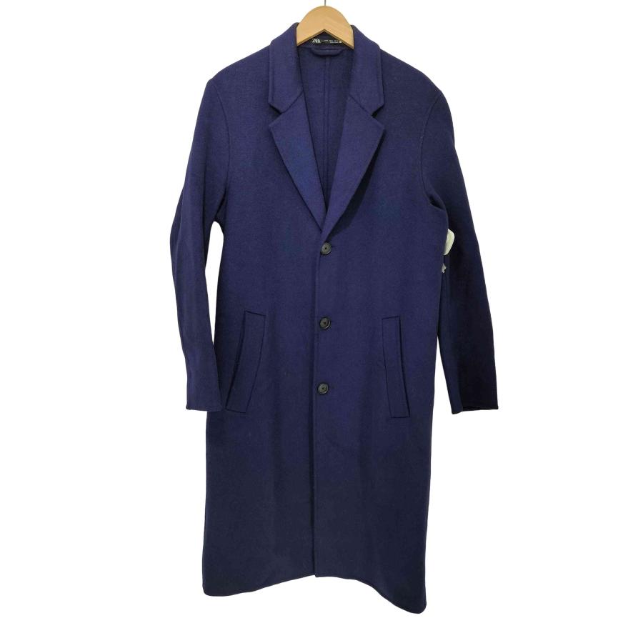 【美品・着丈118】ZARA ウールチェスターコート　L　ダブルブレスト　黒 ZARA（ザラ） ウールチェスターコート メンズ import：S 中古 古着