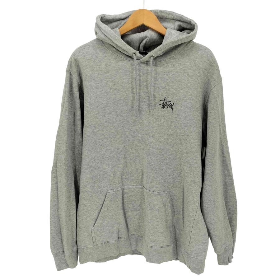 【極美品 XL】ステューシー 両面プリント ショーンフォントロゴ パーカー 白灰 STUSSY（ステューシー） ショーンフォントロゴ 両面プリント プル
