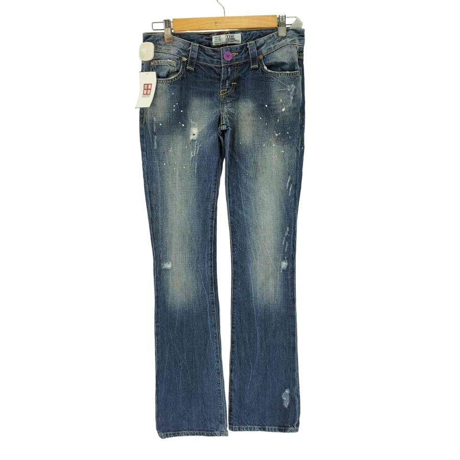 値下げ！ZARAクラッシュデニム 希少！ ZARA（ザラ） TRF DENIM ペイント クラッシュ加工 ローライズ フレア
