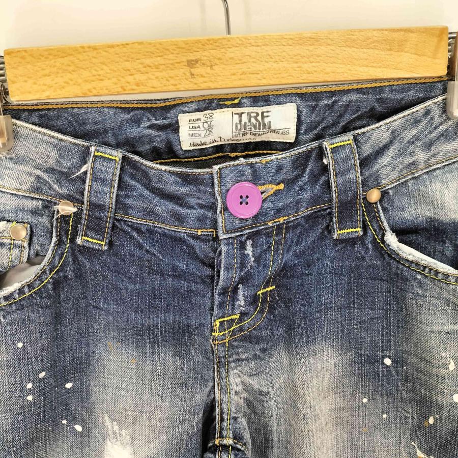 ZARA（ザラ） TRF DENIM ペイント クラッシュ加工 ローライズ フレア