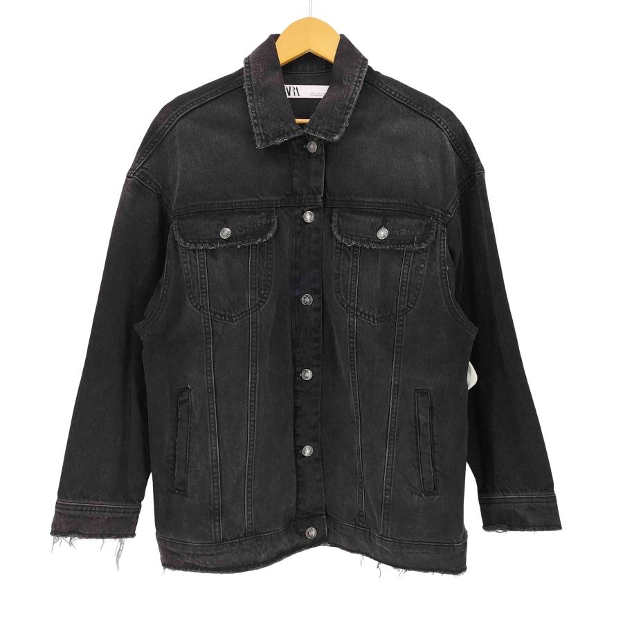 ZARA（ザラ） ダメージ加工 オーバーサイズ ブラック デニムジャケット