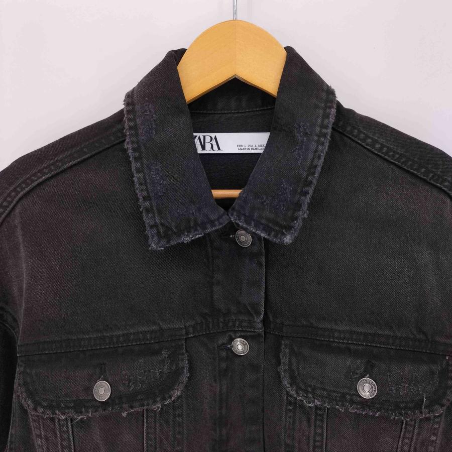 新品未使用タグ付きザラZARA バズりブラックフルレングスデニム ZARA（ザラ） ダメージ加工 オーバーサイズ ブラック デニムジャケット