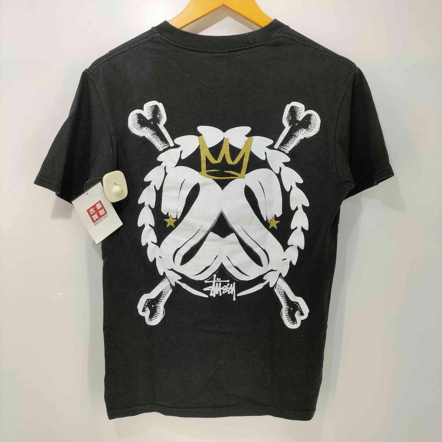 00s オールドステューシー プリントネルシャツ 白黒 STUSSY（ステューシー） 00s OLD 両面プリント クルーネック Tシャツ