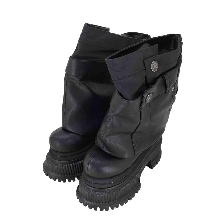 未使用品YELLO NO.0 PLATFORM SHORT BOOTS ブラック yellaw YELLO(イエロー) NO.0 PLATFORM SHORT BOOTS レディース M 中古