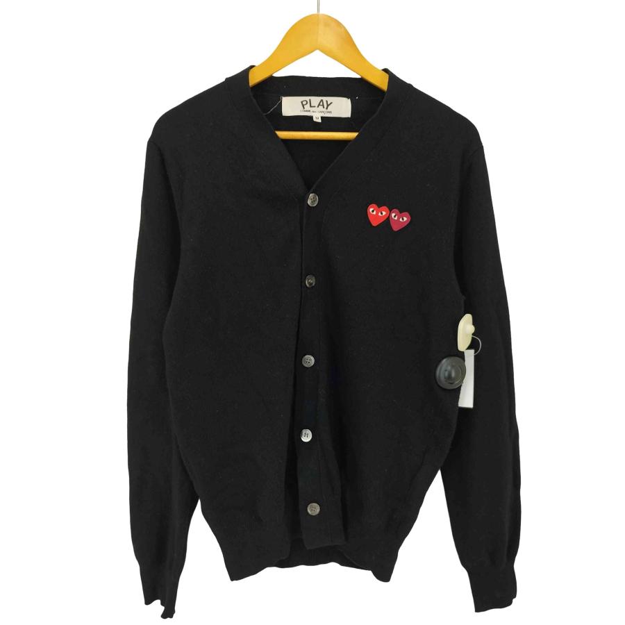 PLAY COMME des GARÇONS ダブルハート カーディガン M 黒 ダブルハートカーディガン コムデギャルソン play コム デ ギャルソン